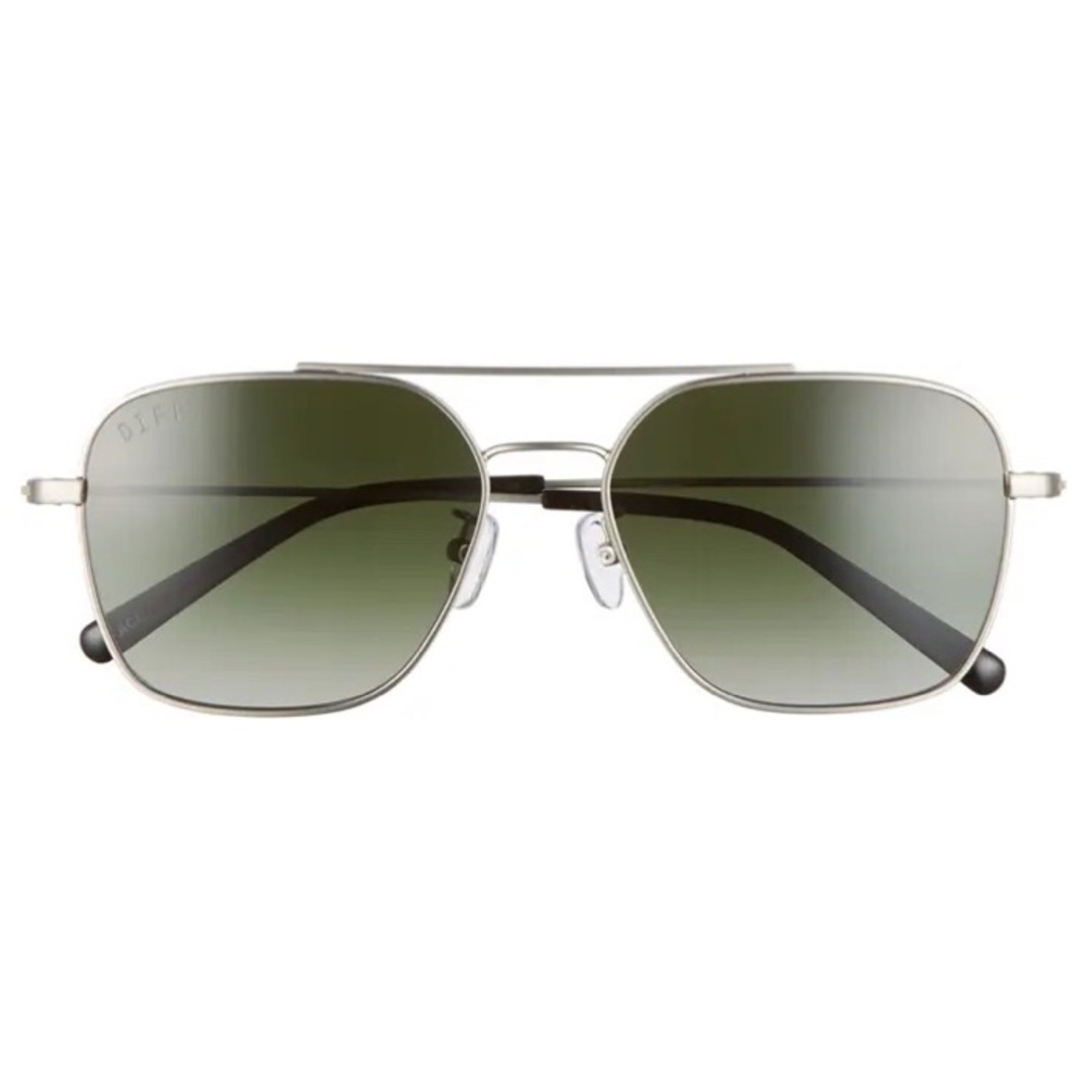 DIFF Ace Sunglasses Polarized Aviators Silver Frame Green Gradient Lenses NWT - Picture 2 of 5
